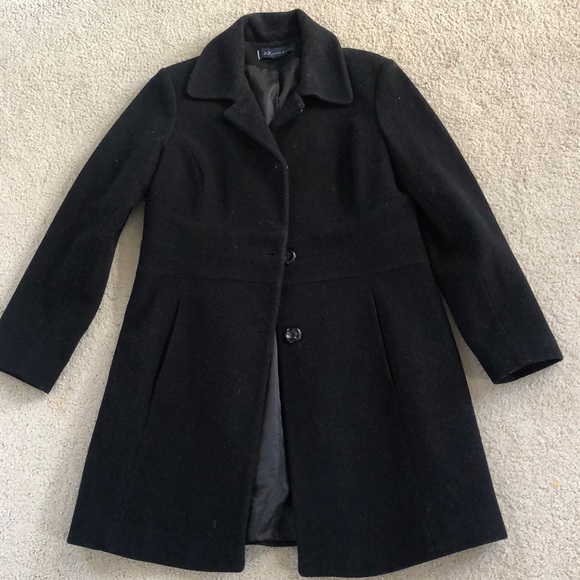 Anne Klein Jackets & Coats Ak Anne Klein Black Wool Long Coat